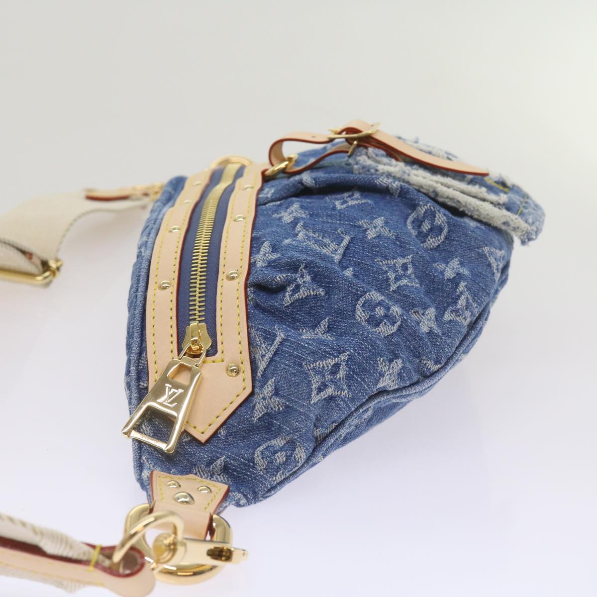 LOUIS VUITTON Monogram Denim High Rise Waist bag Blue M46837 LV Auth ar11395S