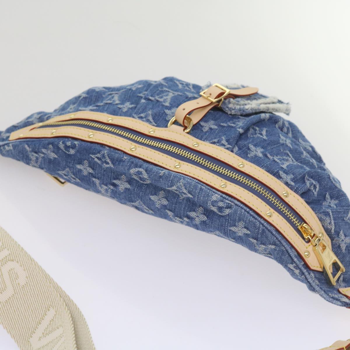 LOUIS VUITTON Monogram Denim High Rise Waist bag Blue M46837 LV Auth ar11395S