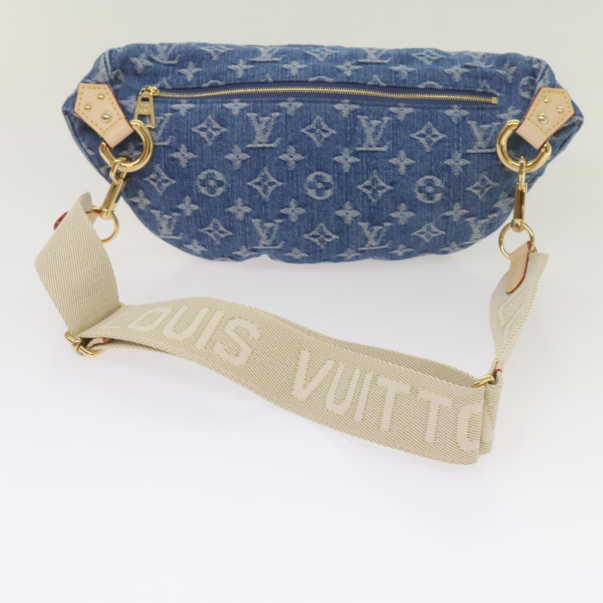 LOUIS VUITTON Monogram Denim High Rise Waist bag Blue M46837 LV Auth ar11395S