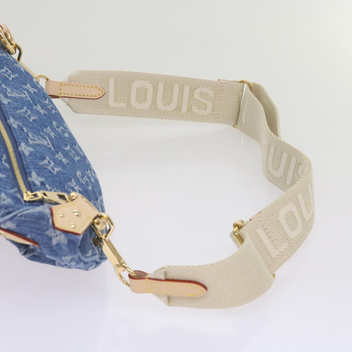 LOUIS VUITTON Monogram Denim High Rise Waist bag Blue M46837 LV Auth ar11395S