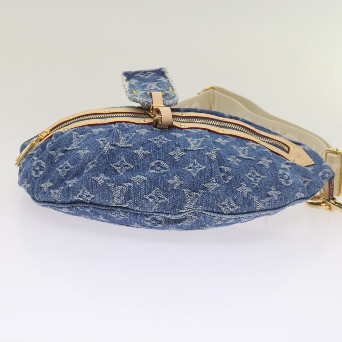 LOUIS VUITTON Monogram Denim High Rise Waist bag Blue M46837 LV Auth ar11395S