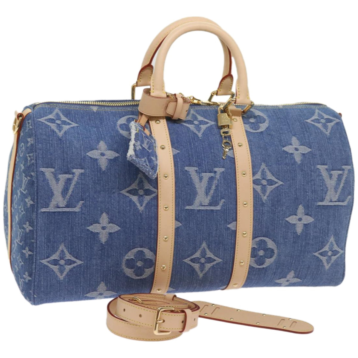 LOUIS VUITTON Monogram Denim Keepall Bandouliere 45 Bag M24315 LV Auth ar11398S