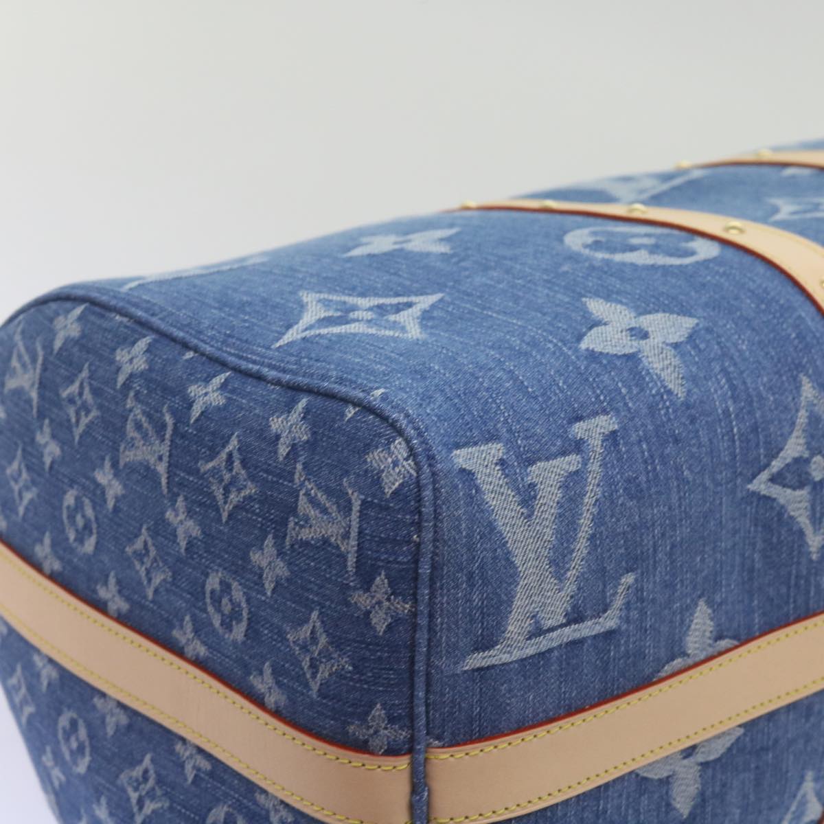 LOUIS VUITTON Monogram Denim Keepall Bandouliere 45 Bag M24315 LV Auth ar11398S