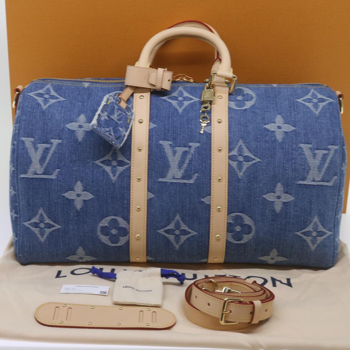 LOUIS VUITTON Monogram Denim Keepall Bandouliere 45 Bag M24315 LV Auth ar11398S