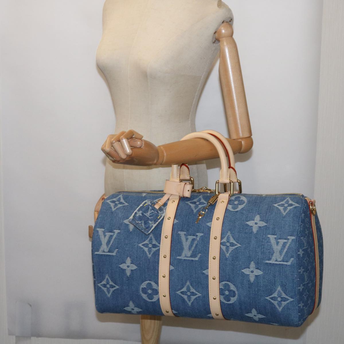 LOUIS VUITTON Monogram Denim Keepall Bandouliere 45 Bag M24315 LV Auth ar11398S