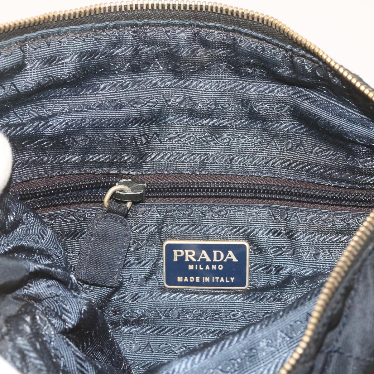 PRADA Quilted Chain Shoulder Bag Nylon Navy Auth ar11409