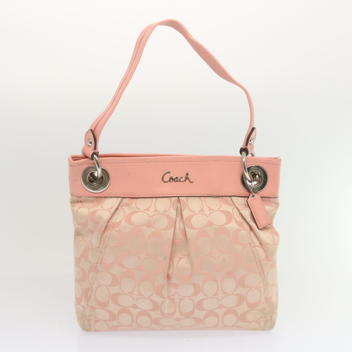 Coach Signature Shoulder Bag Canvas 3Set Beige Black pink Auth ar11443