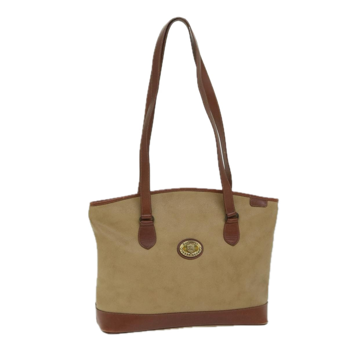 Burberrys Shoulder Bag PVC Beige Auth ar11499