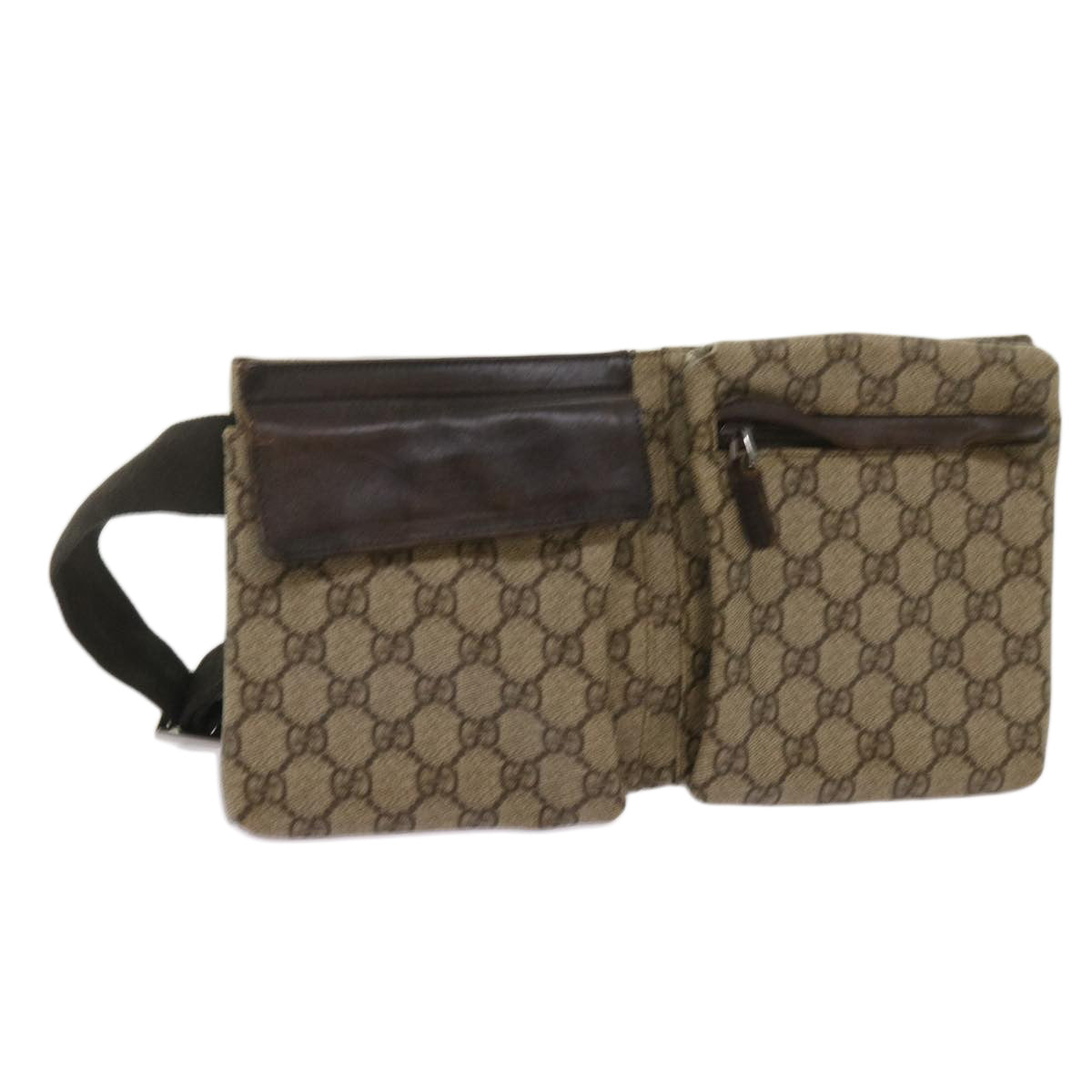 GUCCI GG Supreme Waist bag PVC Beige 28566 Auth ar11508