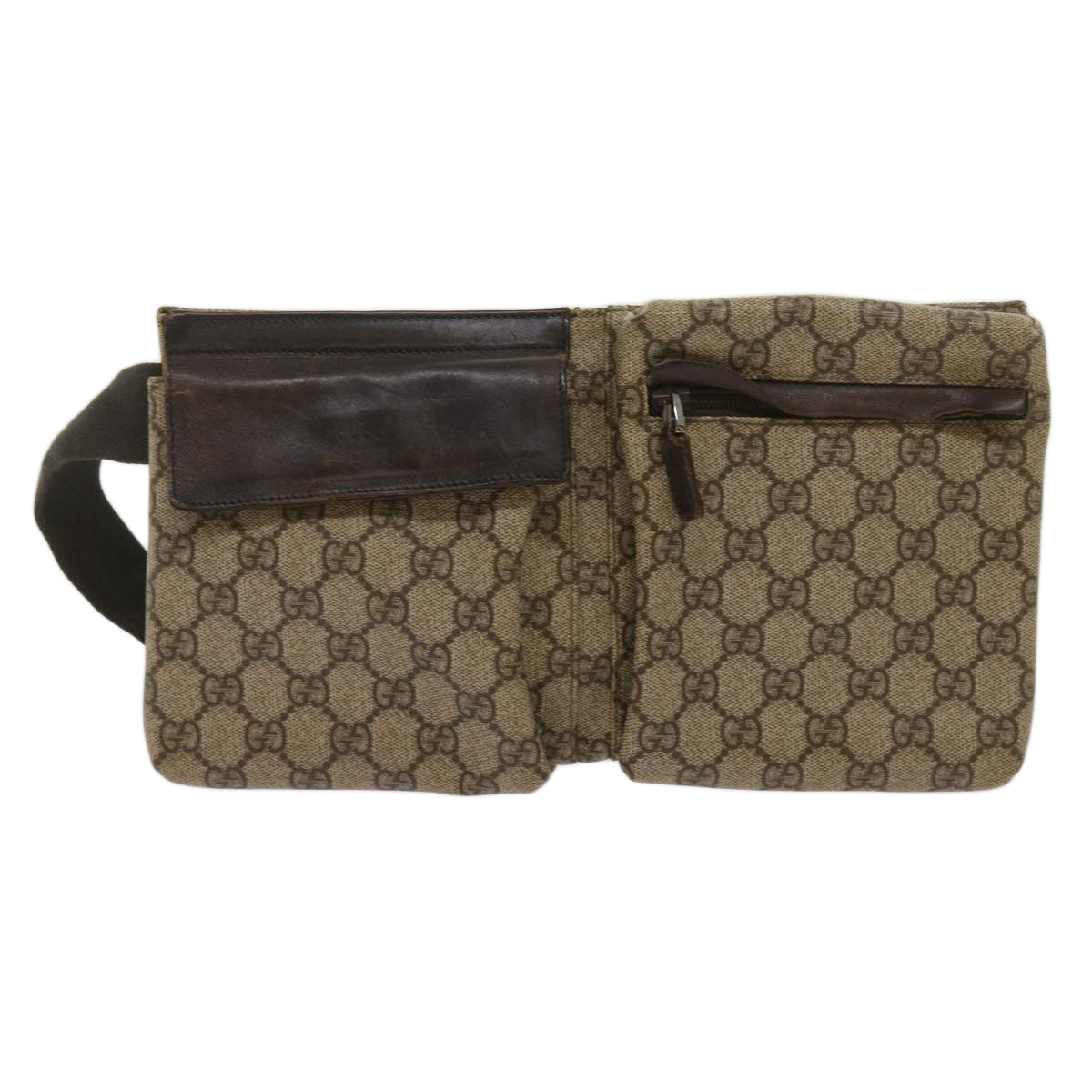 GUCCI GG Supreme Waist bag PVC Beige 28566 Auth ar11508