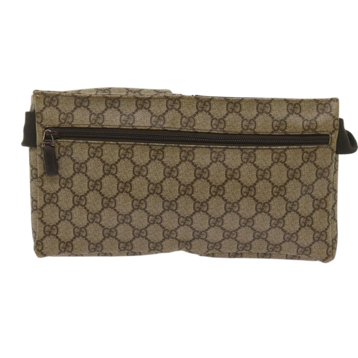 GUCCI GG Supreme Waist bag PVC Beige 28566 Auth ar11508