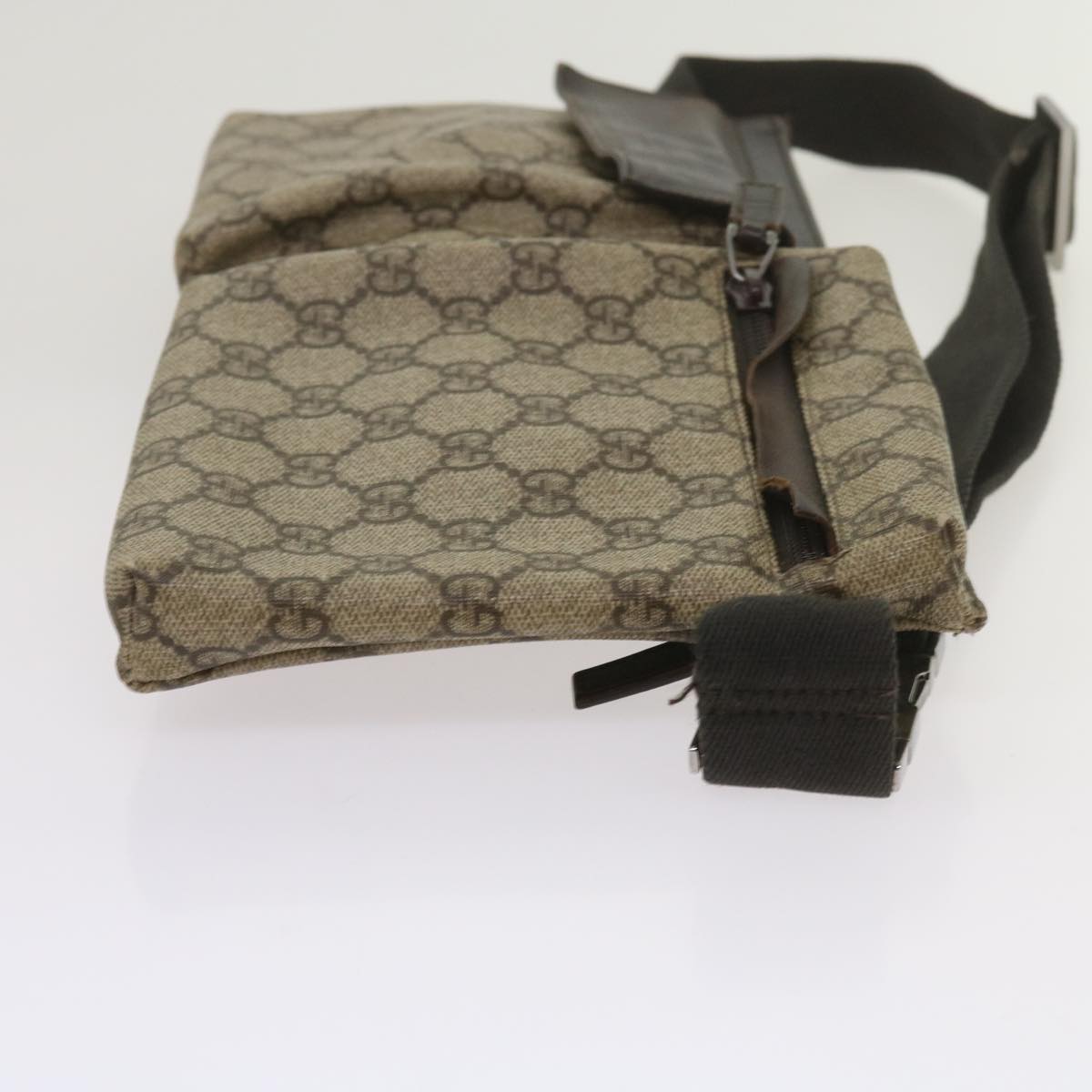 GUCCI GG Supreme Waist bag PVC Beige 28566 Auth ar11508