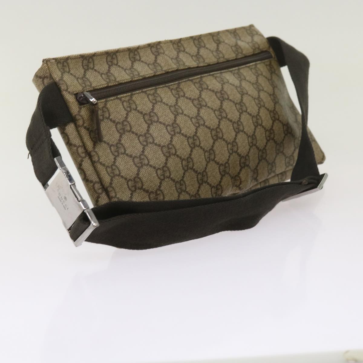 GUCCI GG Supreme Waist bag PVC Beige 28566 Auth ar11508