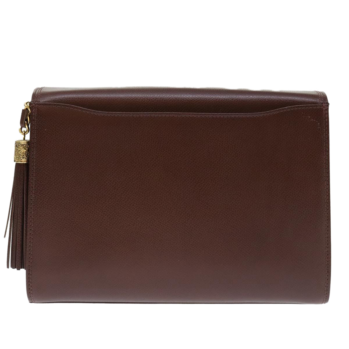 VALENTINO Clutch Bag Leather Brown Auth ar11516