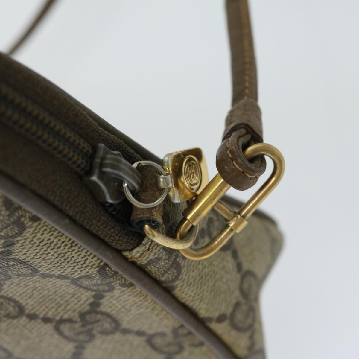 GUCCI GG Supreme Shoulder Bag PVC Beige 119 02 068 Auth ar11519