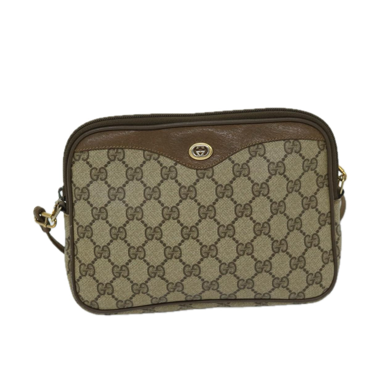 GUCCI GG Supreme Shoulder Bag PVC Beige 119 02 068 Auth ar11519