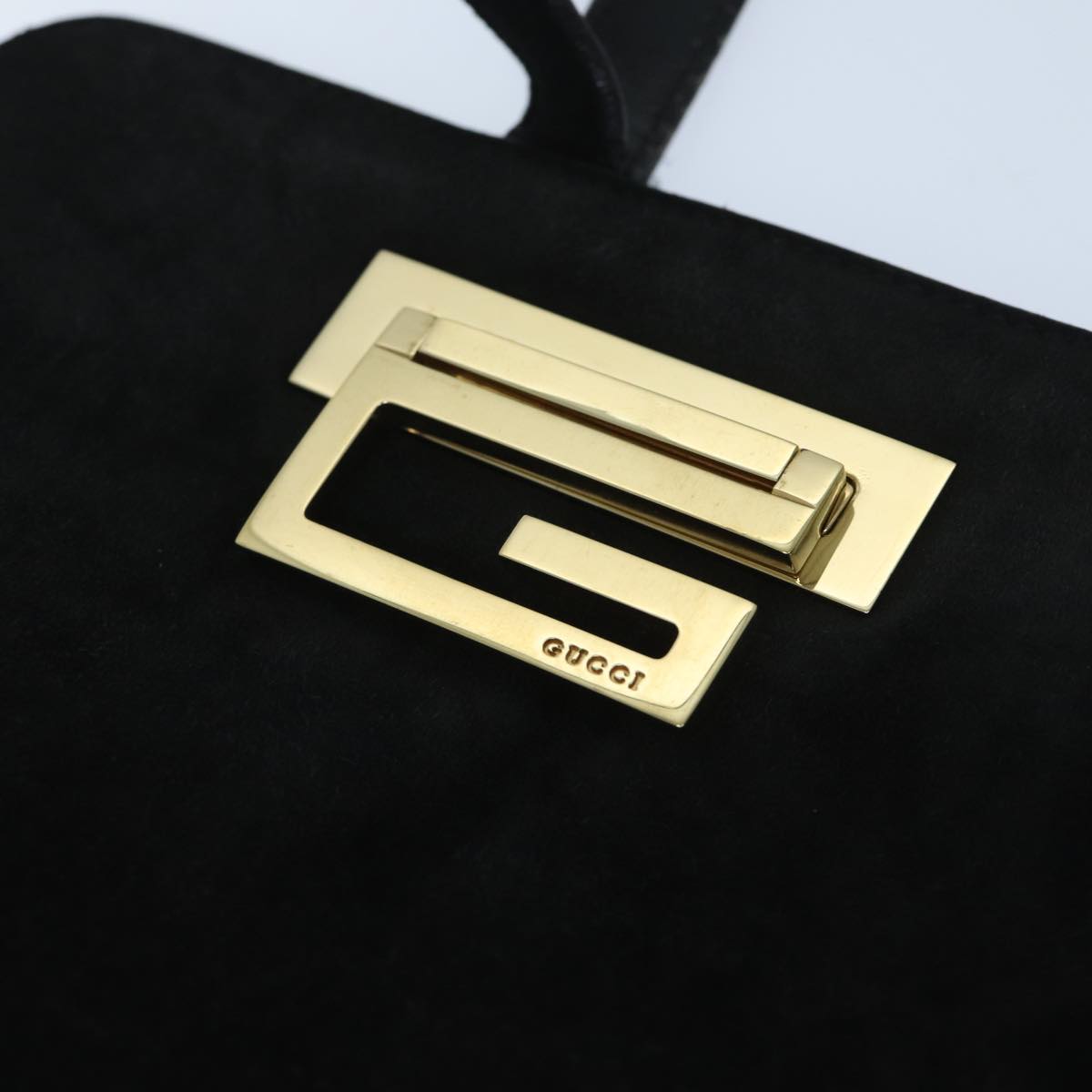 GUCCI Shoulder Bag Suede Black Auth ar11614B