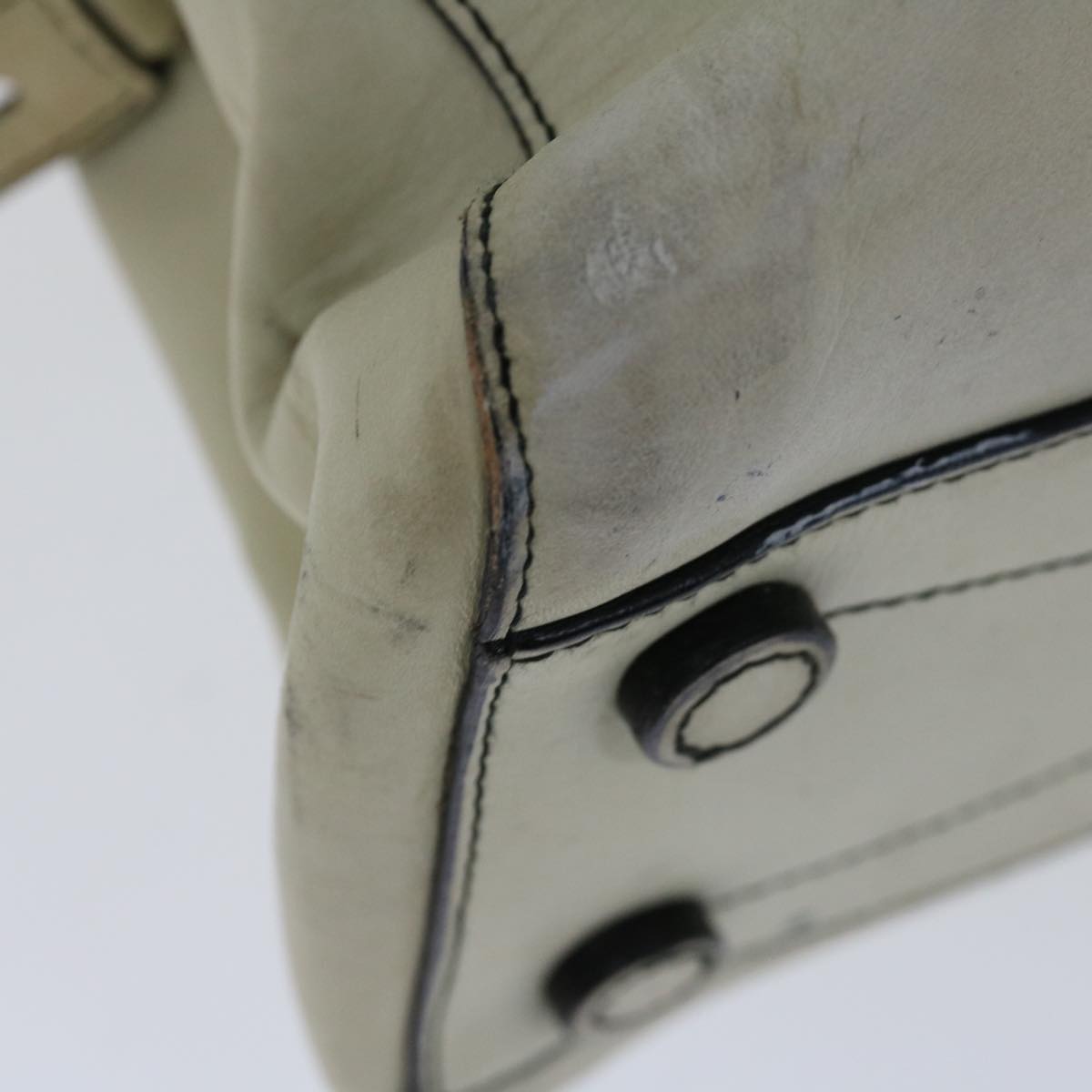 PRADA Hand Bag Leather White Auth ar11644B