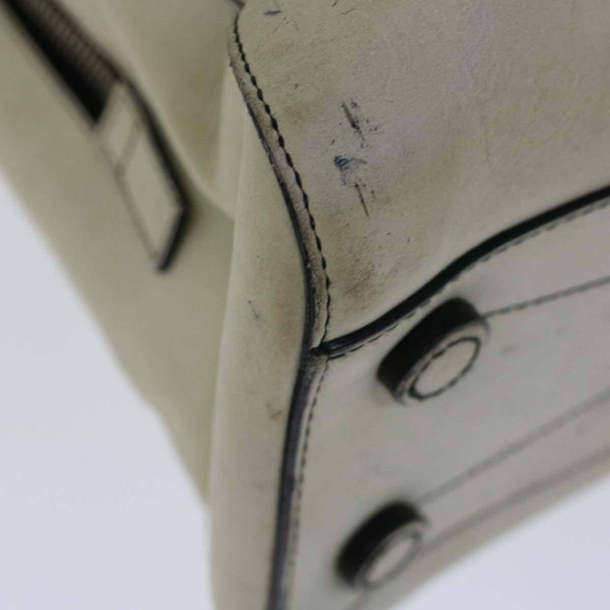 PRADA Hand Bag Leather White Auth ar11644B