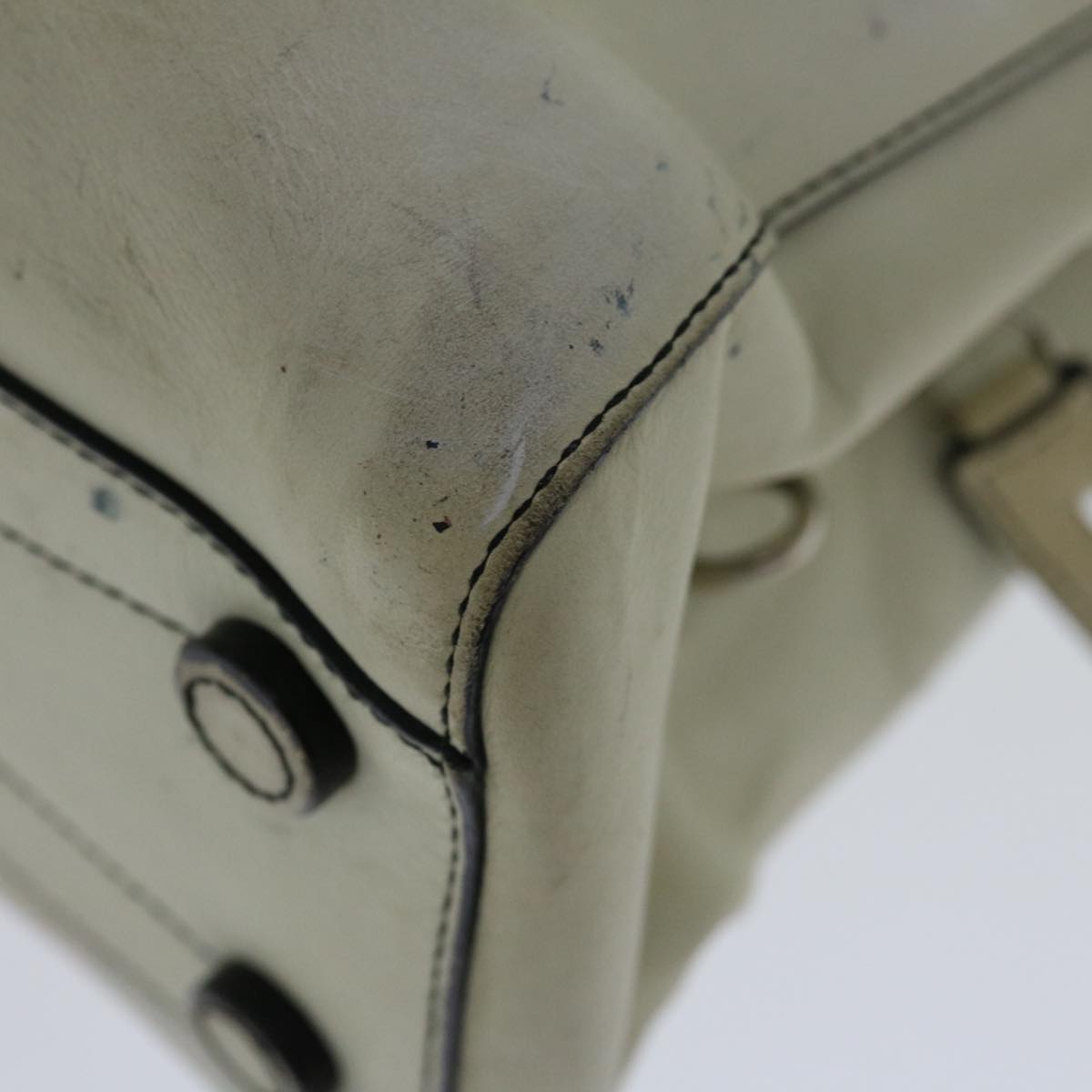 PRADA Hand Bag Leather White Auth ar11644B