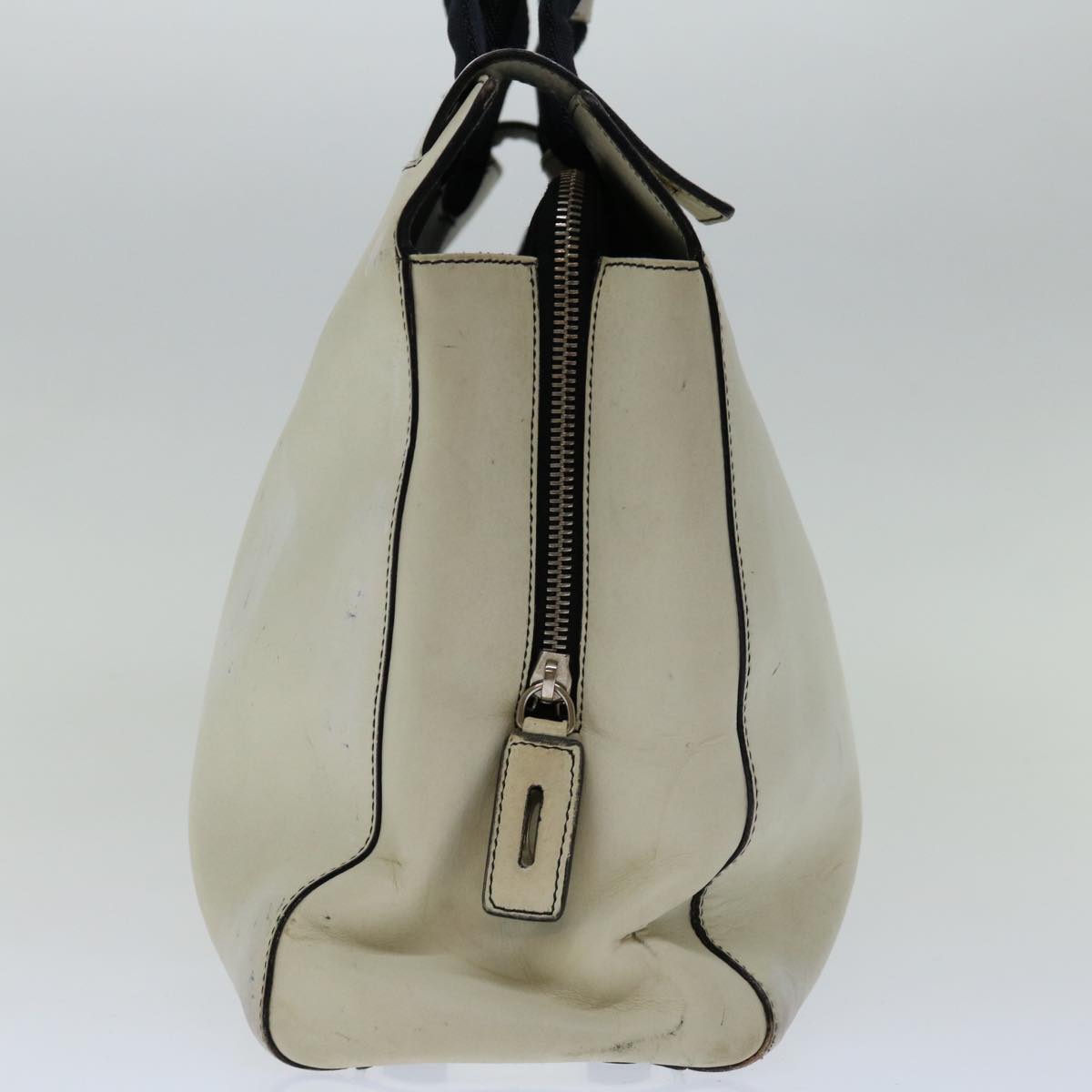 PRADA Hand Bag Leather White Auth ar11644B