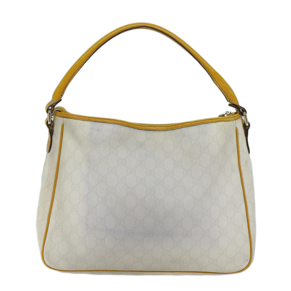 GUCCI GG Canvas Shoulder Bag PVC White Yellow Auth ar11691