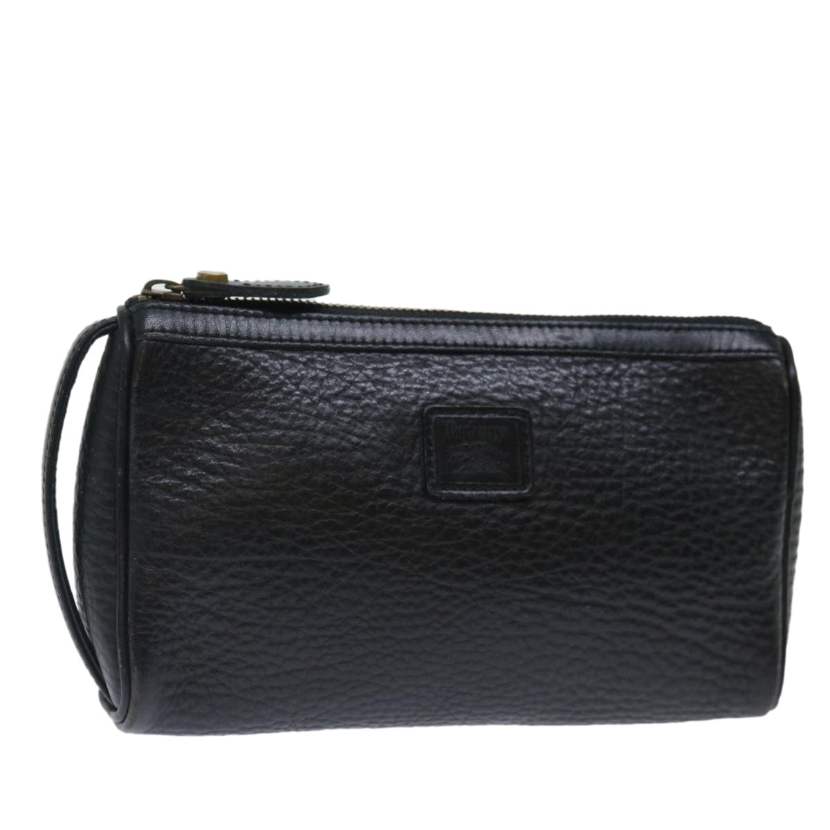 Burberrys Clutch Bag Leather Black Auth ar11739