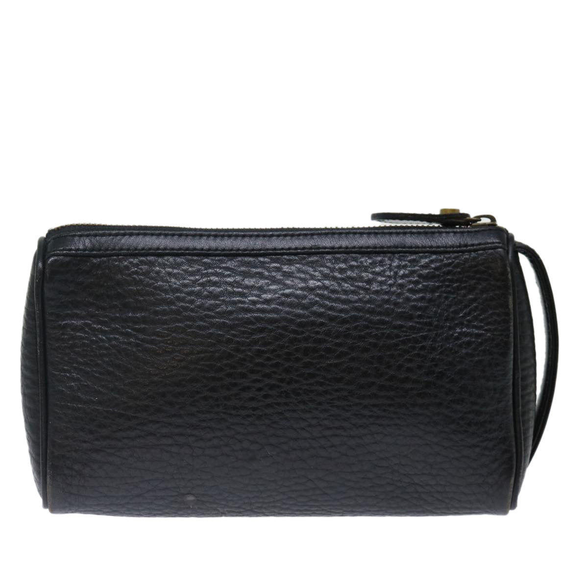 Burberrys Clutch Bag Leather Black Auth ar11739