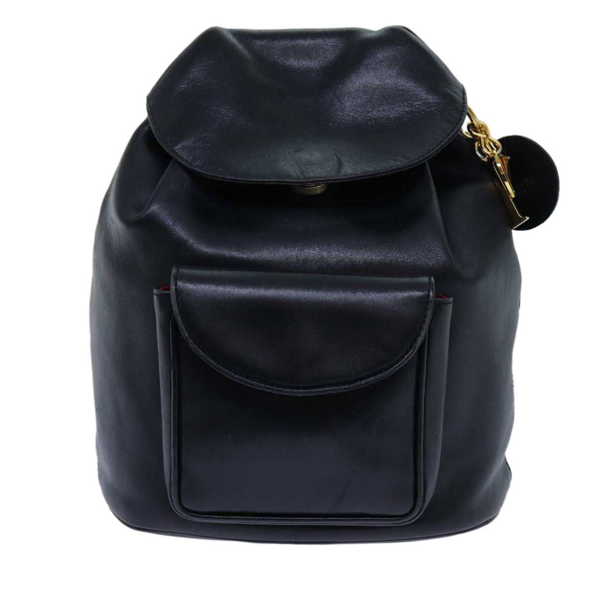 Christian Dior Canage Lady Dior Backpack Leather Black Auth ar11749