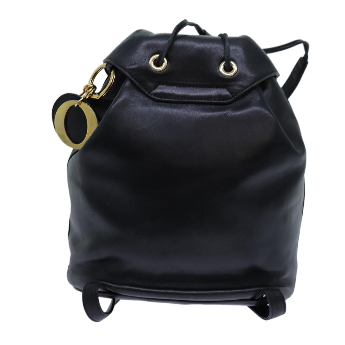 Christian Dior Canage Lady Dior Backpack Leather Black Auth ar11749