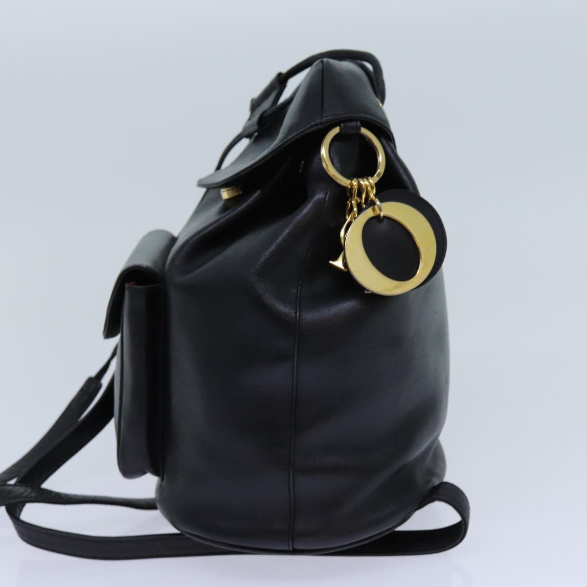 Christian Dior Canage Lady Dior Backpack Leather Black Auth ar11749