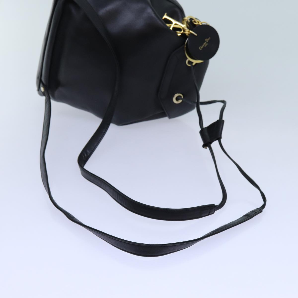 Christian Dior Canage Lady Dior Backpack Leather Black Auth ar11749