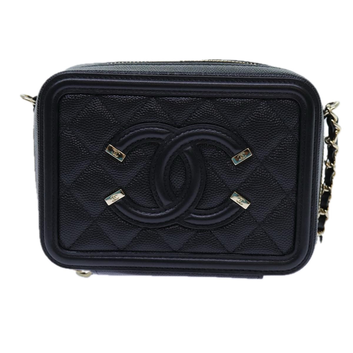 CHANEL Chain CC Figly Mini Shoulder Bag Calf Skin Black A84452 CC Auth ar11762SAV
