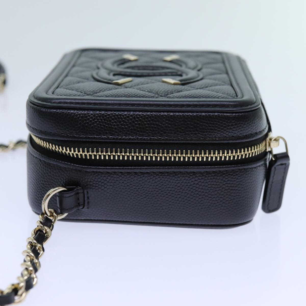 CHANEL Chain CC Figly Mini Shoulder Bag Calf Skin Black A84452 CC Auth ar11762SAV
