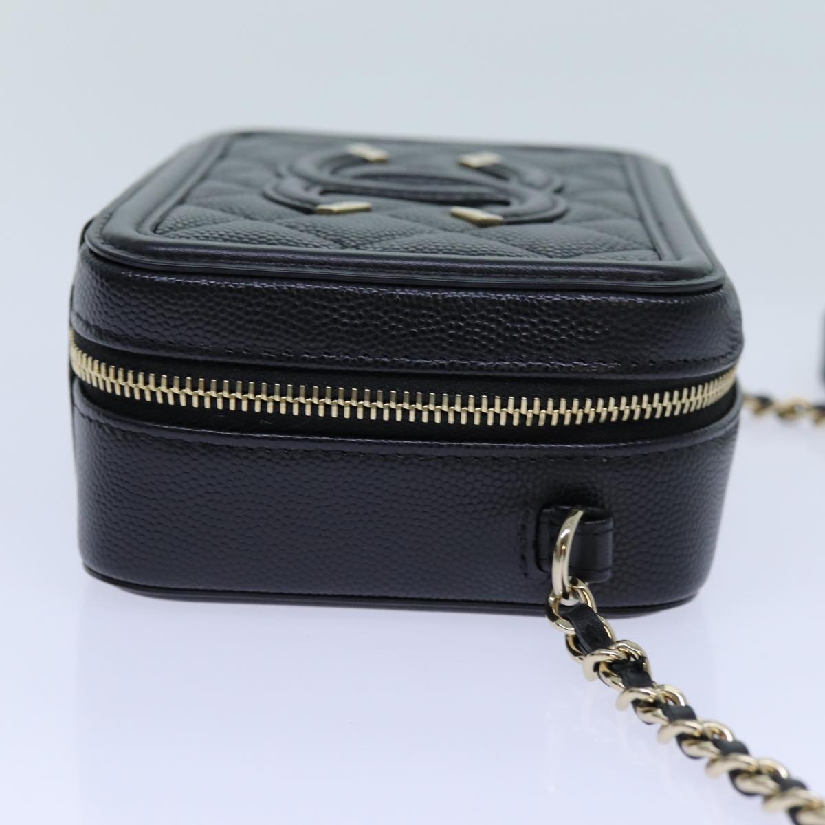 CHANEL Chain CC Figly Mini Shoulder Bag Calf Skin Black A84452 CC Auth ar11762SAV