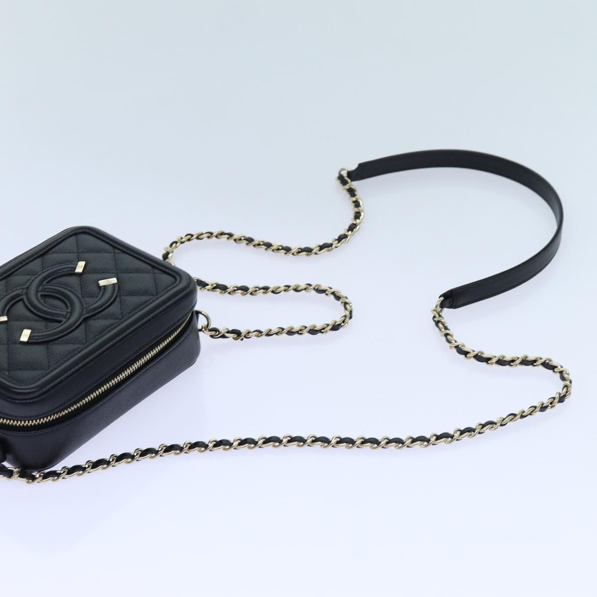 CHANEL Chain CC Figly Mini Shoulder Bag Calf Skin Black A84452 CC Auth ar11762SAV