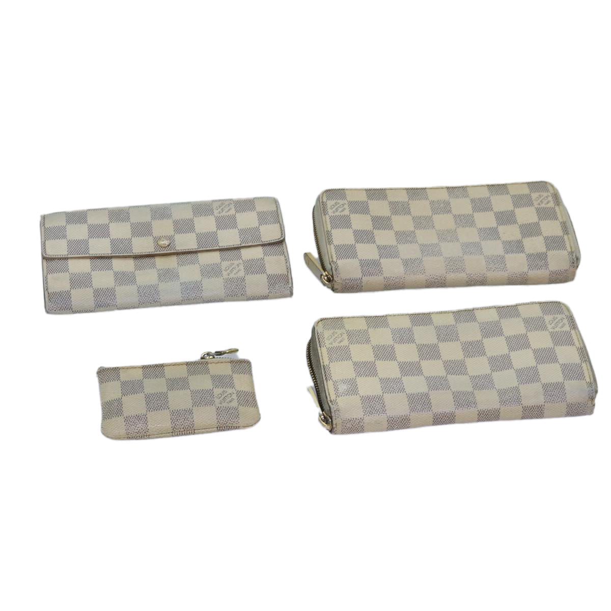 LOUIS VUITTON Damier Azur Coin Purse Wallet 4Set LV Auth ar11891