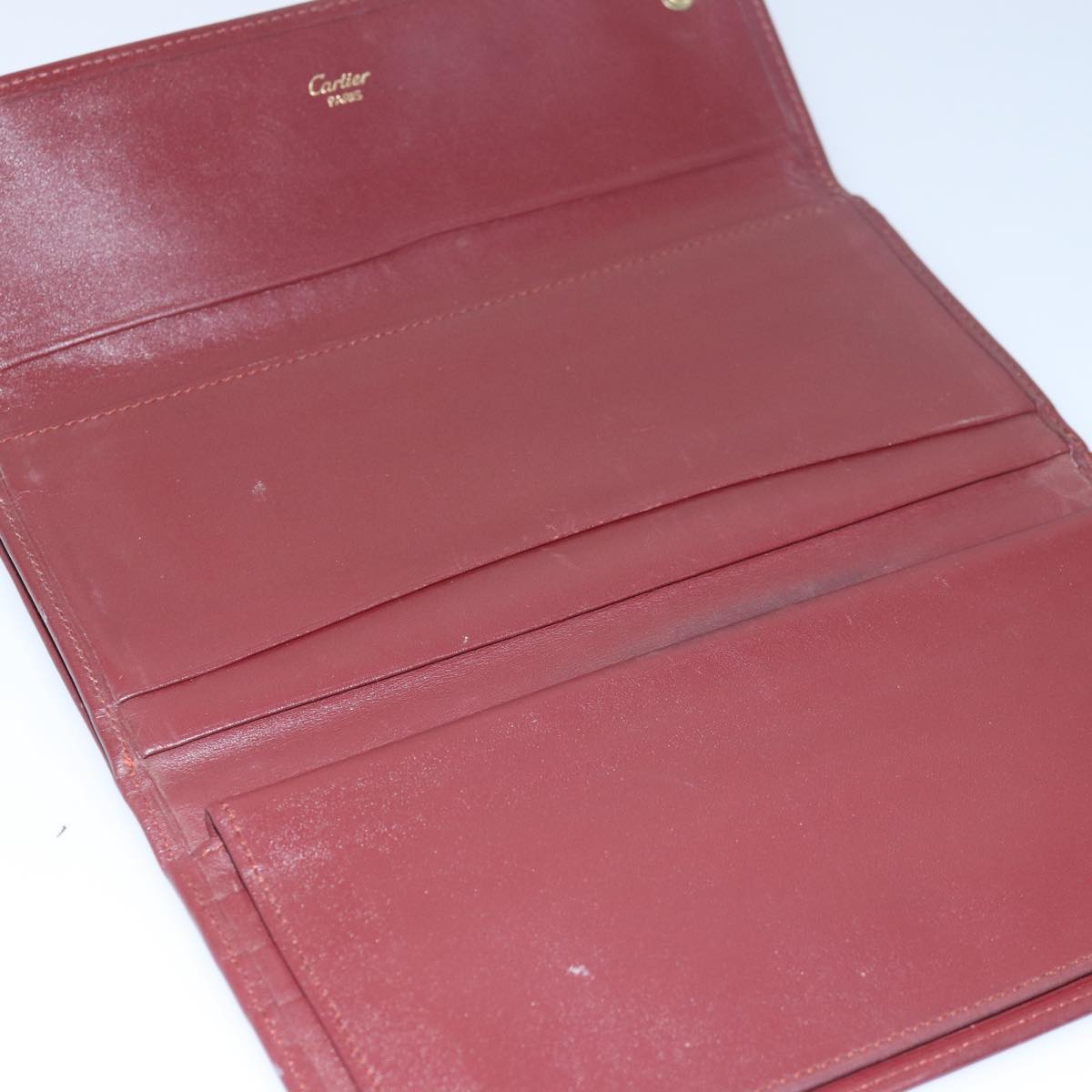 CARTIER Key Case Coin Purse Wallet Leather 9Set Red Auth ar11898