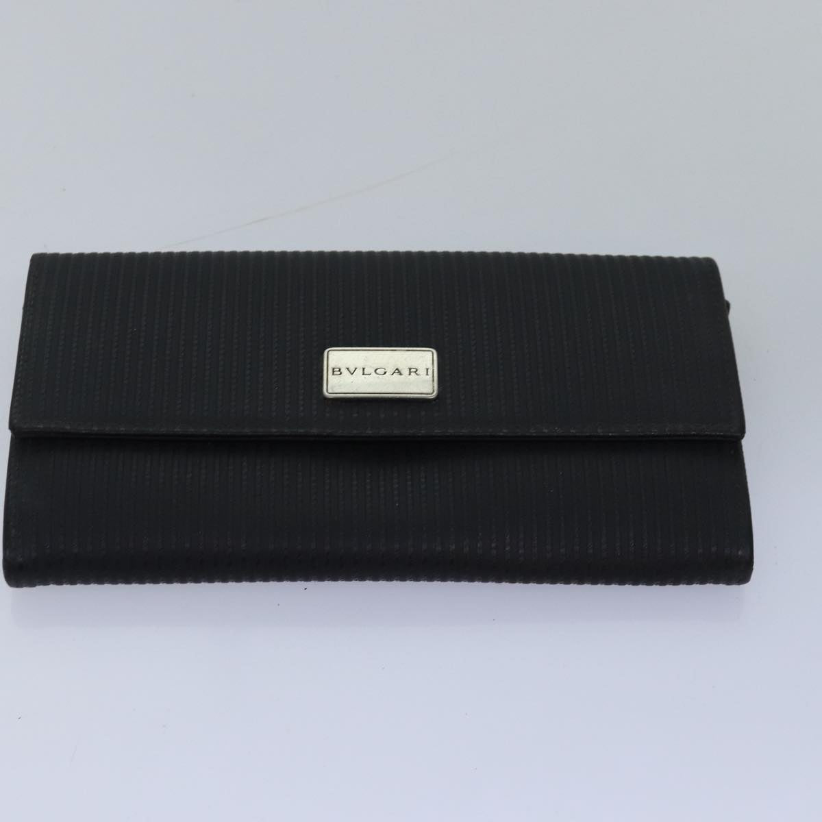 BVLGARI Wallet Canvas Leather 6Set Black Beige pink Auth ar11899