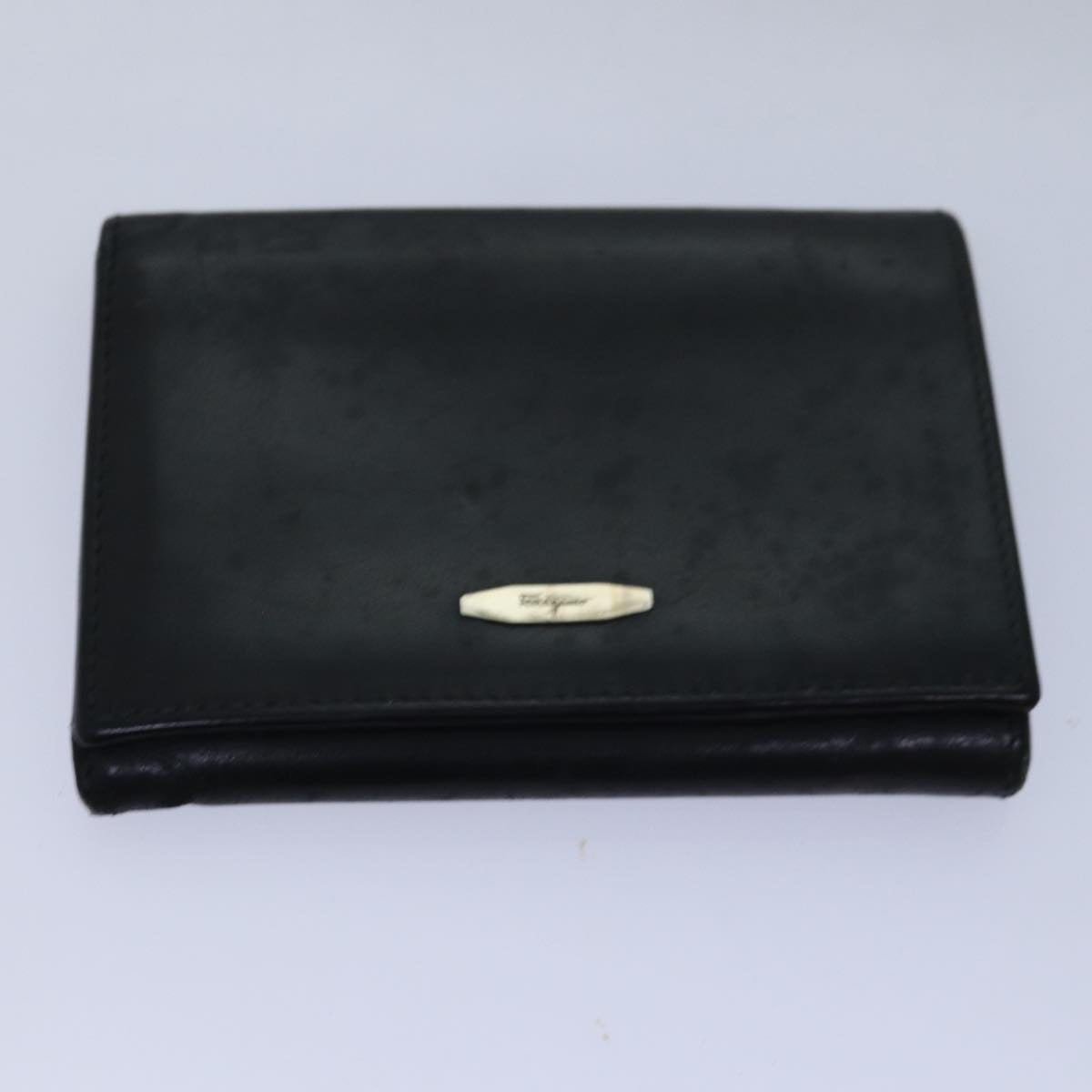 Salvatore Ferragamo Gancini Wallet Leather 6Set Black Auth ar11908