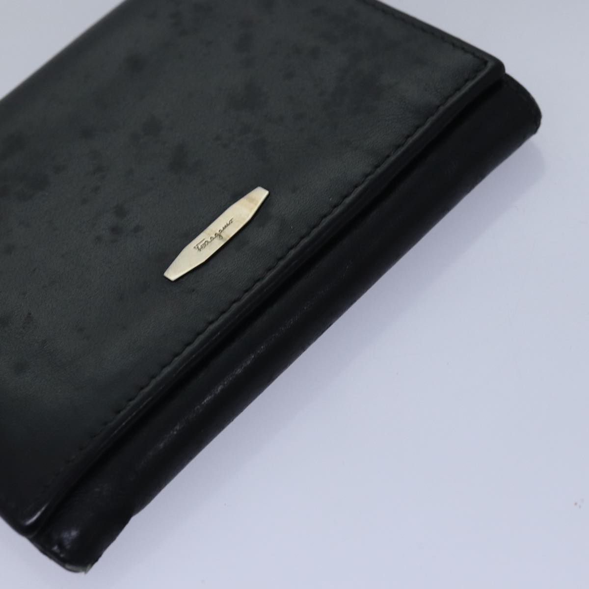 Salvatore Ferragamo Gancini Wallet Leather 6Set Black Auth ar11908