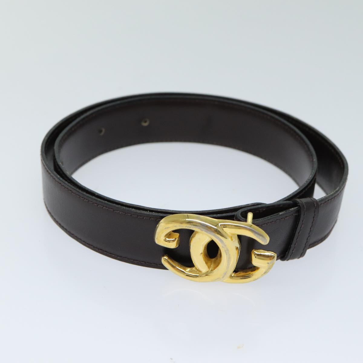 GUCCI Belt Leather 32.3"" Black Auth ar11920B