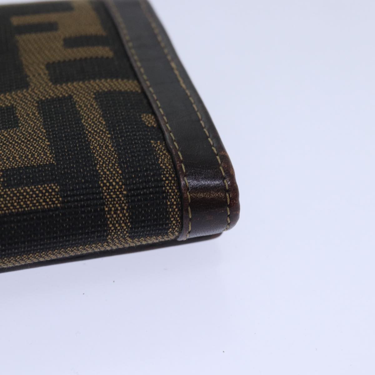 FENDI Zucca Canvas Wallet Black Brown Auth ar11965