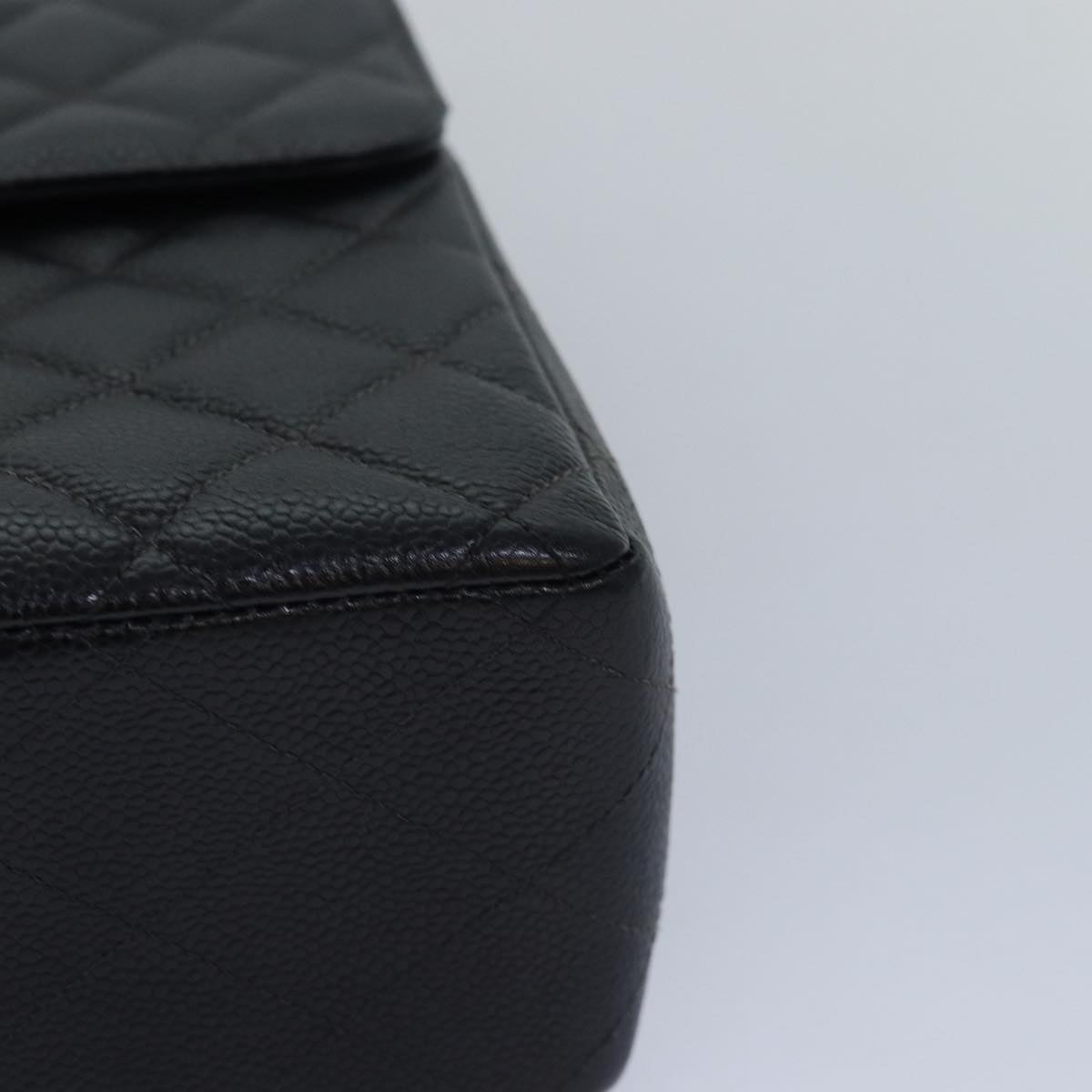 CHANEL Matelasse30 Turn Lock Chain Shoulder Bag Calf Skin Black CC Auth ar11992AV