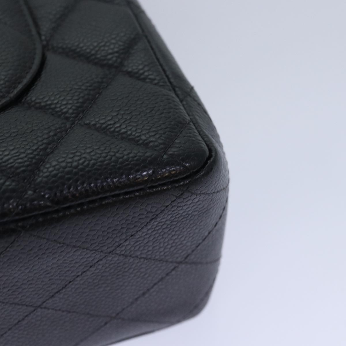 CHANEL Matelasse30 Turn Lock Chain Shoulder Bag Calf Skin Black CC Auth ar11992AV