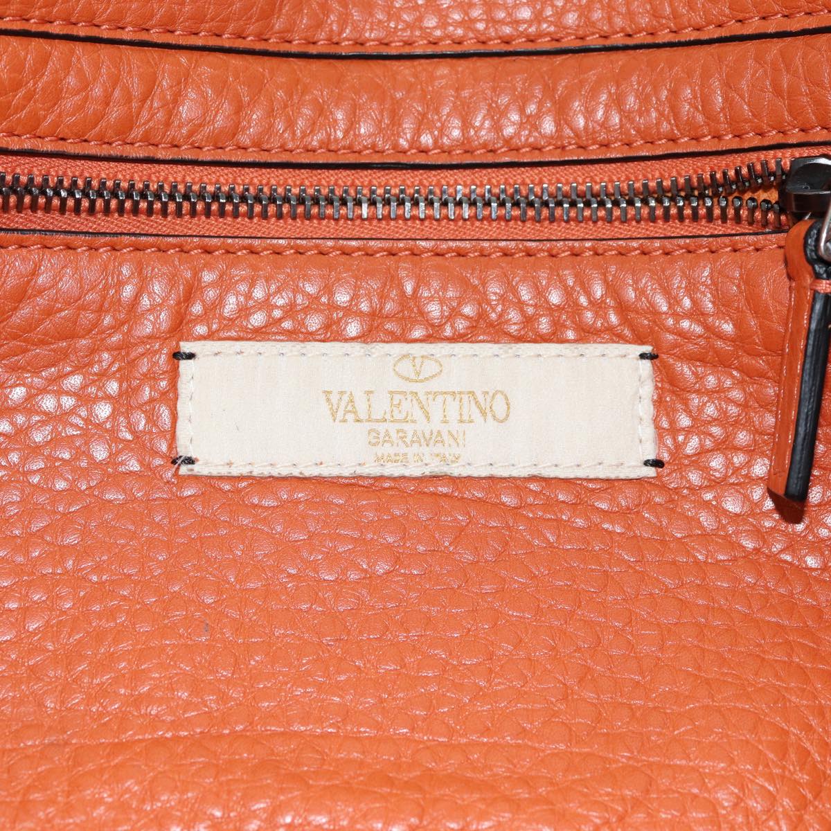 VALENTINO Shoulder Bag Leather 2way Orange Auth ar12037