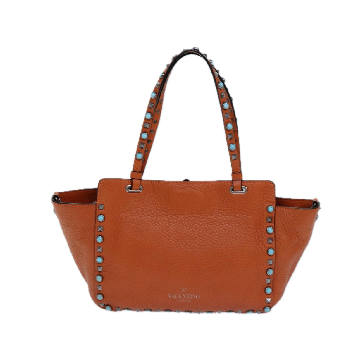 VALENTINO Shoulder Bag Leather 2way Orange Auth ar12037