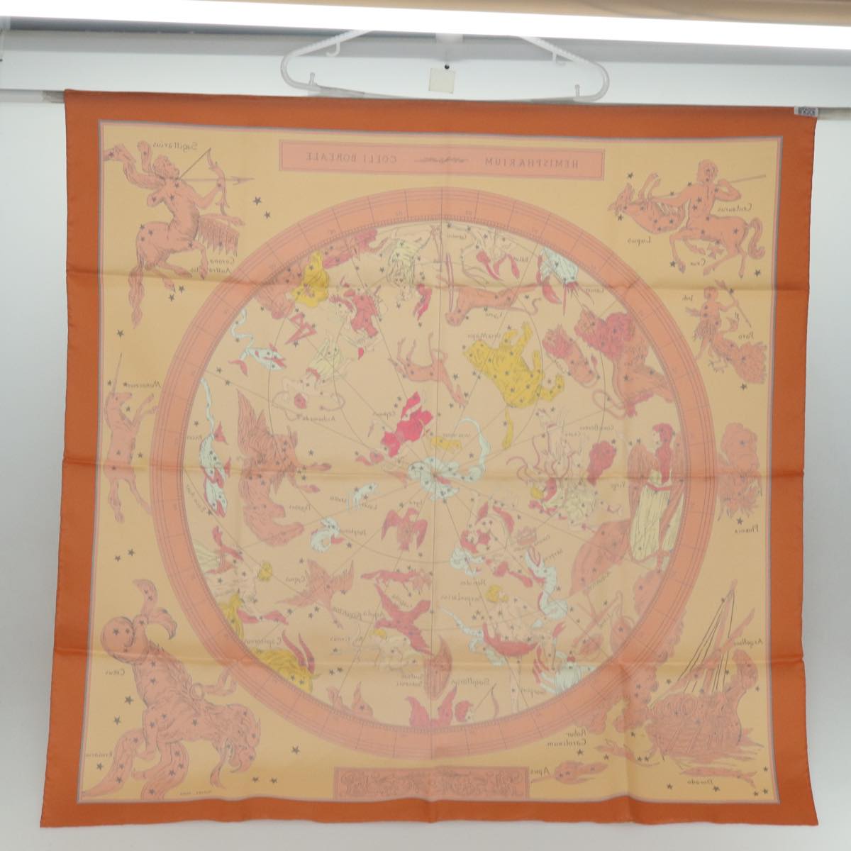 HERMES Carre 90 Scarf HEMISPHARIUM COELI BOREALE Silk Pink Auth ar12075