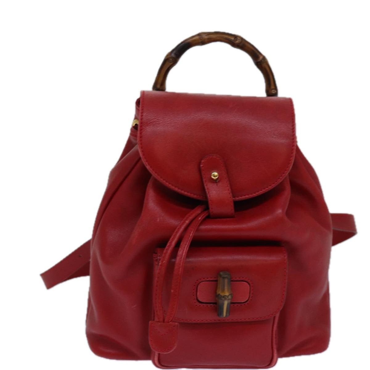 GUCCI Bamboo Backpack Leather Red 003 1705 0030 Auth ar12168