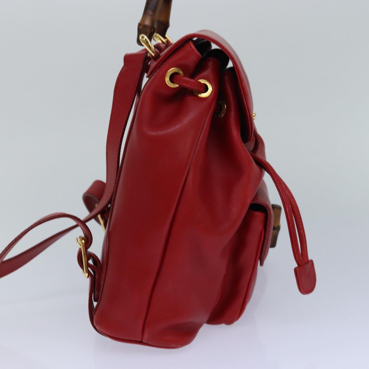 GUCCI Bamboo Backpack Leather Red 003 1705 0030 Auth ar12168